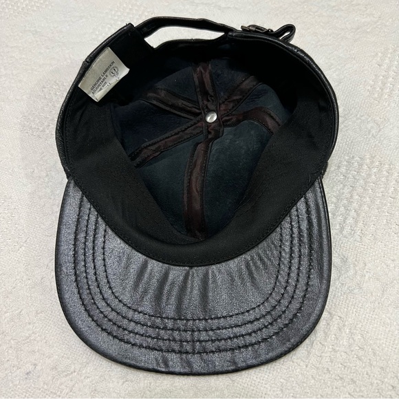 Vintage Genuine Lambskin Leather Baseball Cap in Black Adjustable One Size USA - Picture 5 of 8